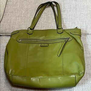 Coach Daisy Olive Green Leather Tote Bag